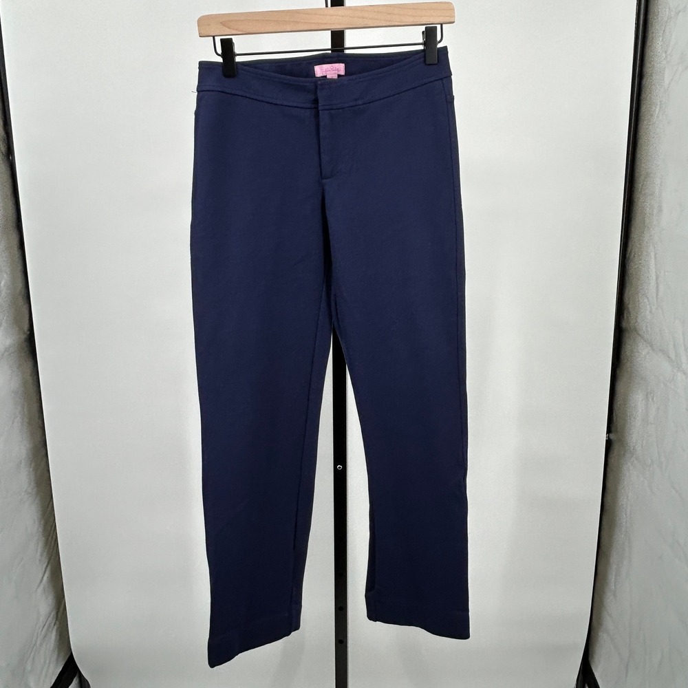 Lilly Pulitzer Evangelista Ponte Knit Pant Navy Size 6 Preppy Office